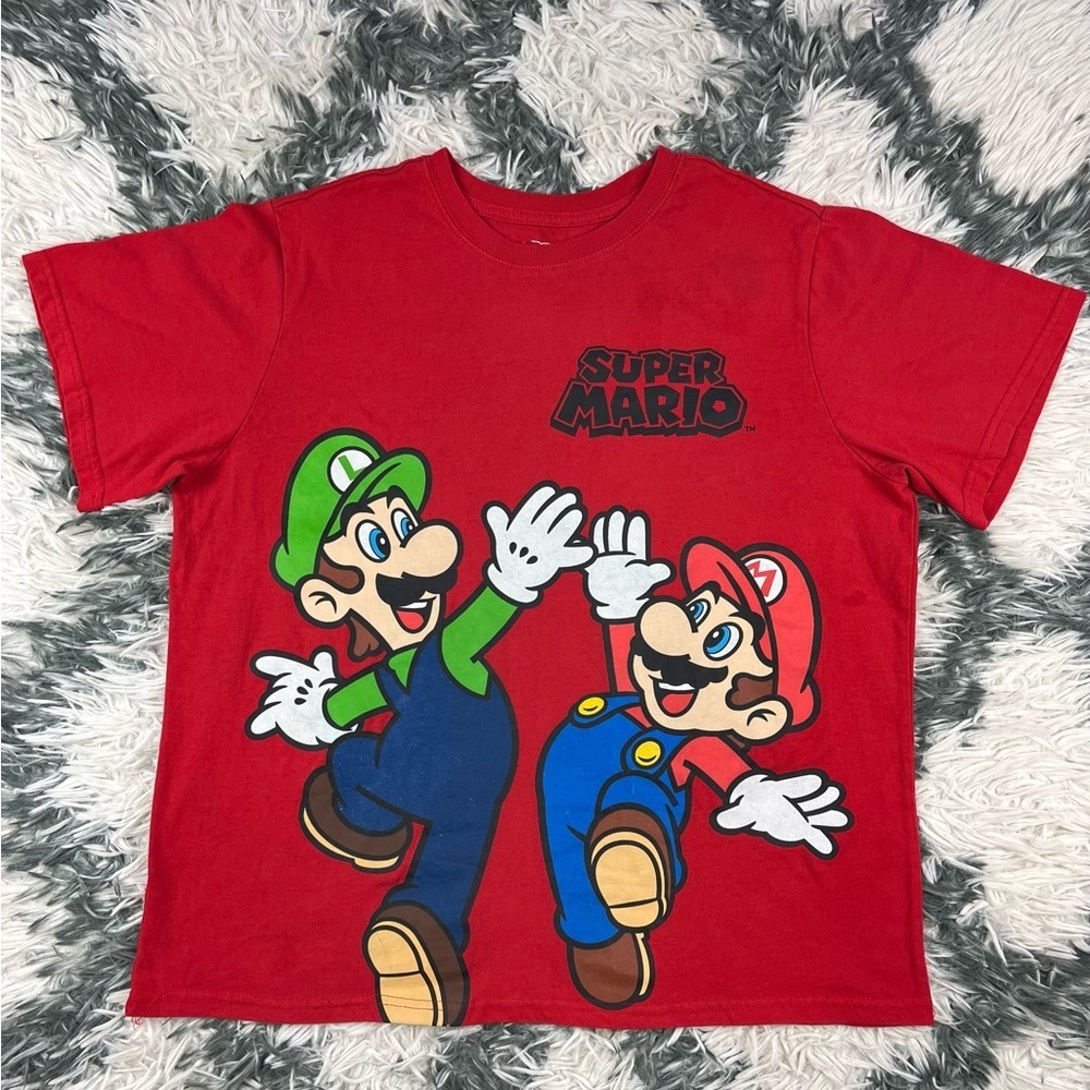 Nintendo Super Mario Bros Kids Youth Graphic T-shirt Red Size 18/20